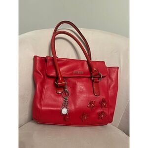 Guess Red Top Handle Bag Purse Floral
